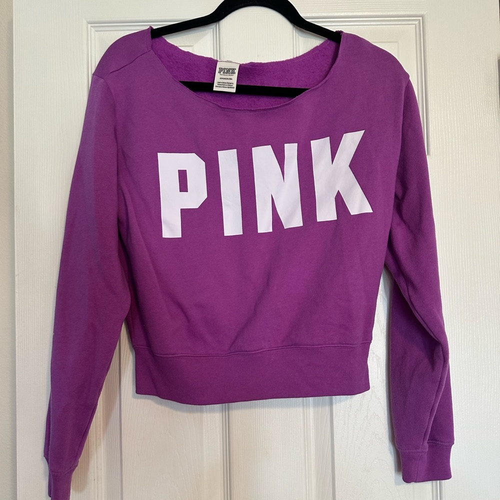VS Pink Purple Wide Neck Sweater Size Small - Picture 1 of 5